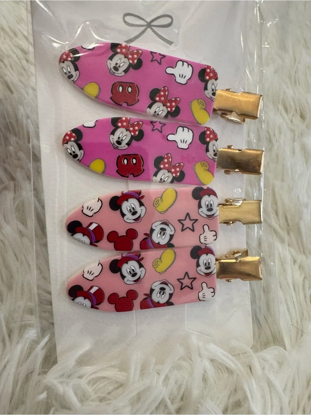 Kids Pink Minnie Mouse Snap Hair Clips - Pack of 4